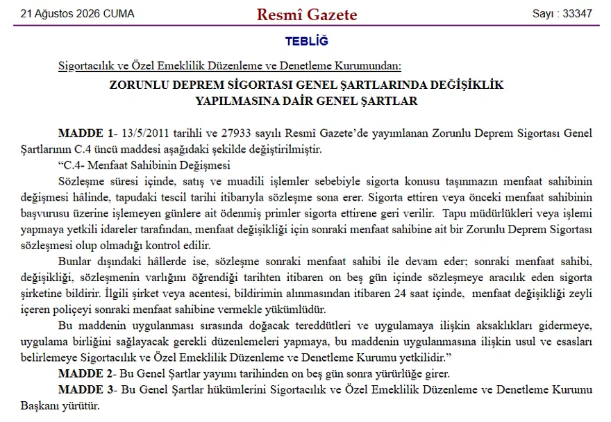 Zorunlu Deprem Sigortası