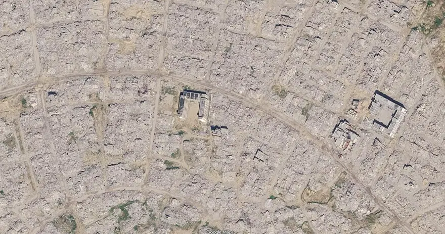 Uzaydan görülen soykırım. Google Gazze