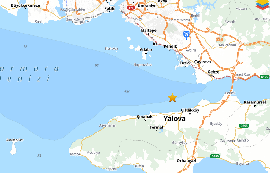 Yalova'da 2,9 büyüklüğünde deprem. İstanbul'da da hissedildi