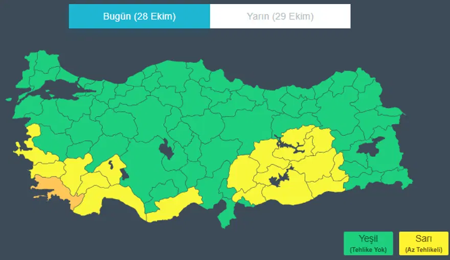 1 İL İÇİN TURUNCU, 18 İL İÇİN SARI KOD 1 1 İL İÇİN TURUNCU, 18 İL İÇİN SARI KOD 1