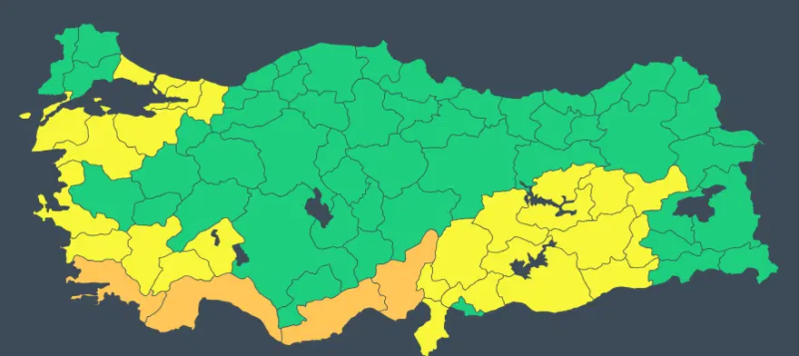 METEOROLOJİ'DEN 30 İL İÇİN SARI VE TURUNCU ALARM 2 METEOROLOJİ'DEN 30 İL İÇİN SARI VE TURUNCU ALARM 2