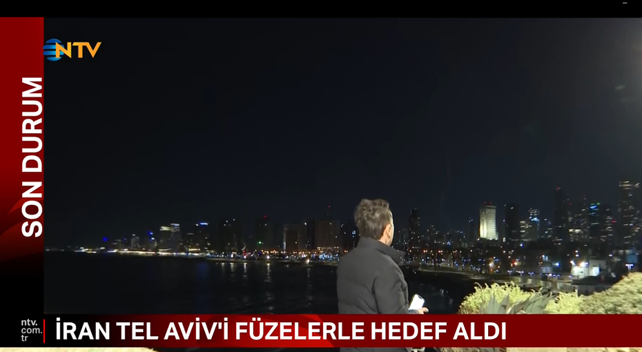 NTV Canlı yayınında Tel Aviv'e saldırı anı