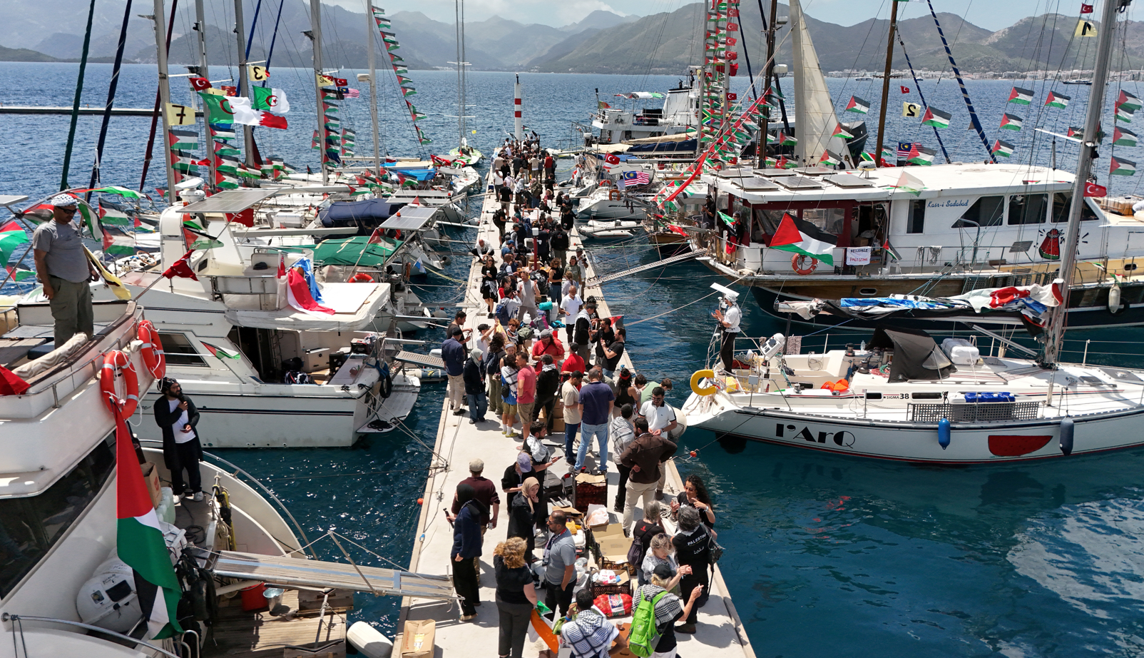 Küresel Sumud Filosu üçüncü defa Gazze yolunda. Marmaris'ten denize açıldı