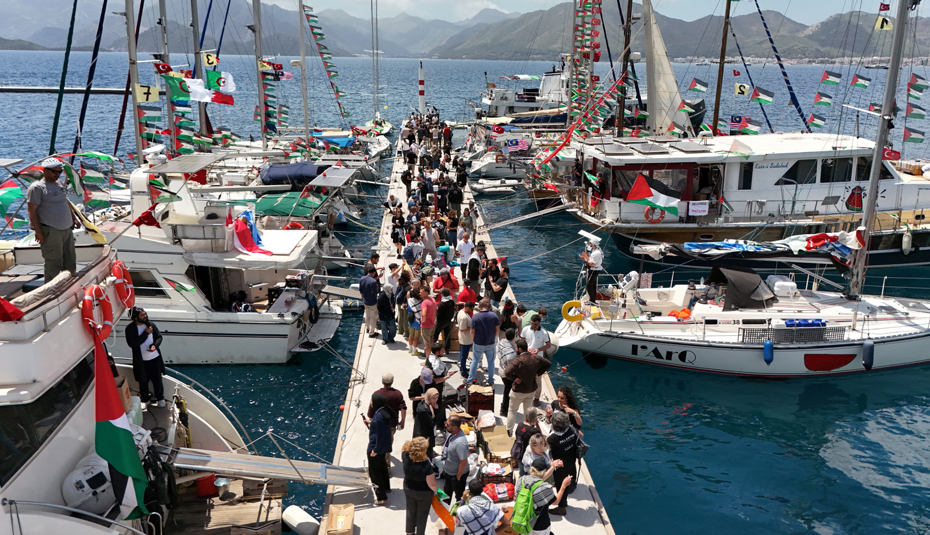Küresel Sumud Filosu üçüncü defa Gazze yolunda. Marmaris'ten denize açıldı