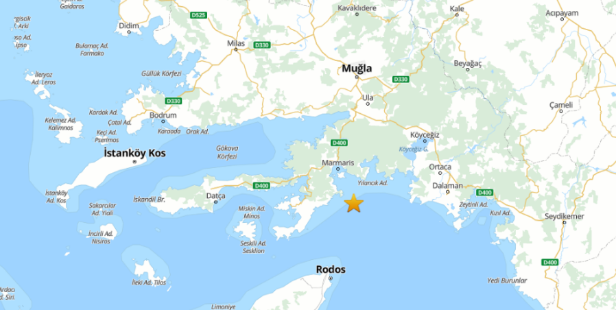 Marmaris'te 3.9 büyüklüğünde deprem