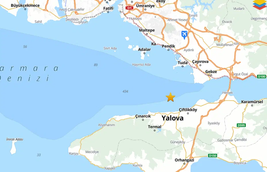 Yalova'da 2,9 büyüklüğünde deprem. İstanbul'da da  hissedildi