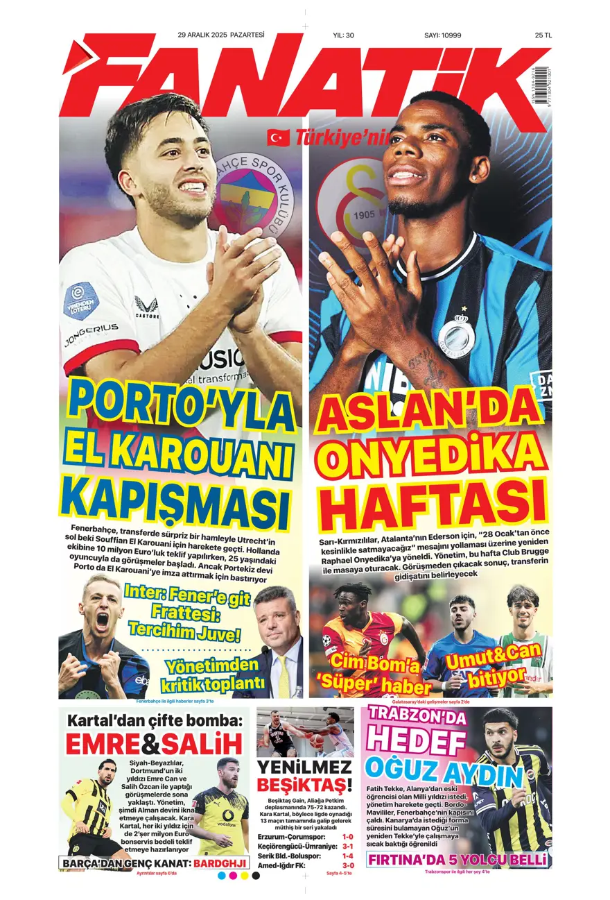 "Messi'yi solladı" (29Aralık 2025 spor manşetleri)
 2