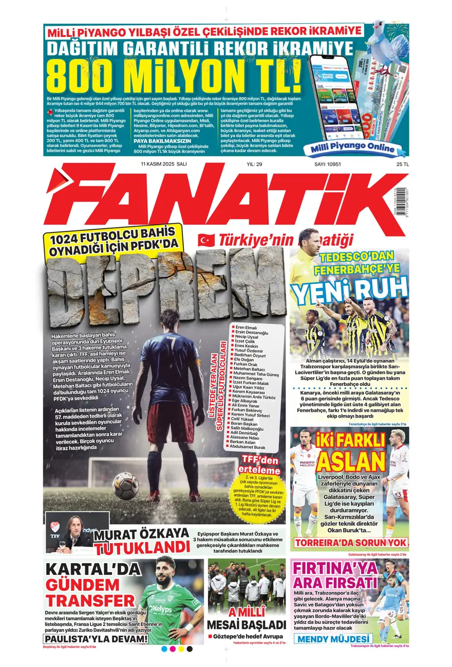 "Osimhen'e niyet, Singo'ya kısmet" (11 Kasım 2025 spor manşetleri) 32