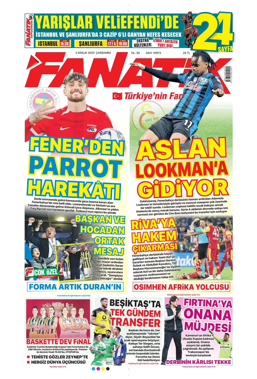 "Kalite farkı 5 dakika" (3 Aralık 2025 spor manşetleri) "Kalite farkı 5 dakika" (3 Aralık 2025 spor manşetleri)