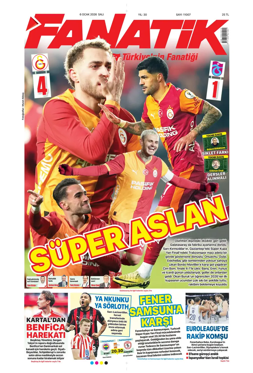 Galatasaray'dan finale pençe (6 Ocak 2026 spor manşetleri) 30
