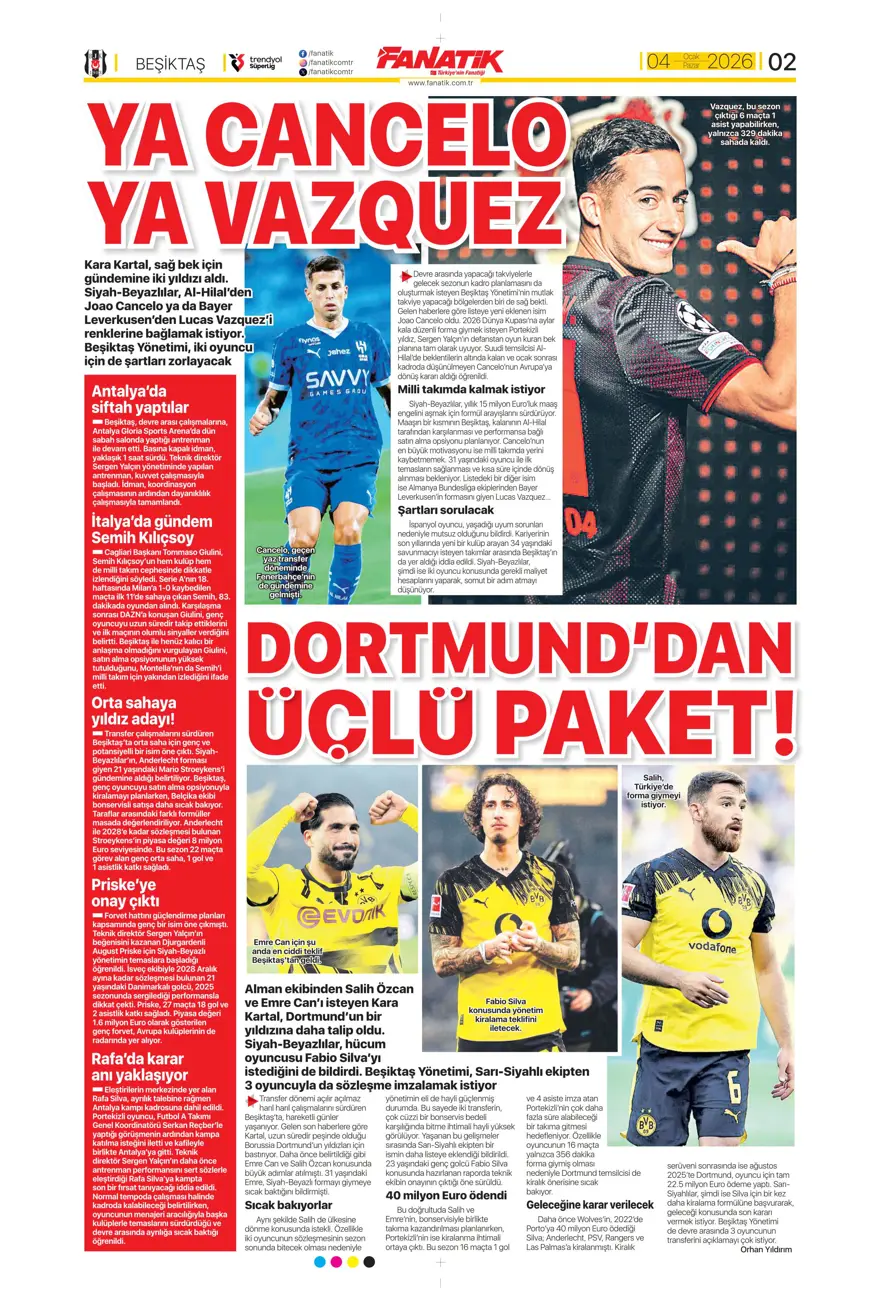 Fenerbahçe'de Guendouzi sürprizi (4 Ocak 2026 spor manşetleri) 32 Fenerbahçe'de Guendouzi sürprizi (4 Ocak 2026 spor manşetleri) 32