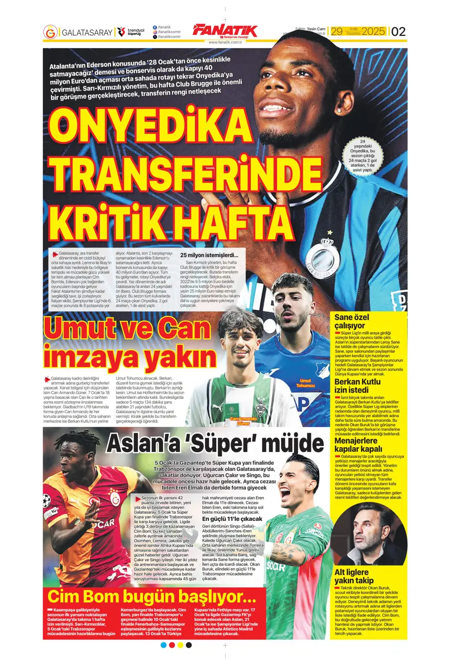 "Messi'yi solladı" (29Aralık 2025 spor manşetleri)
 20