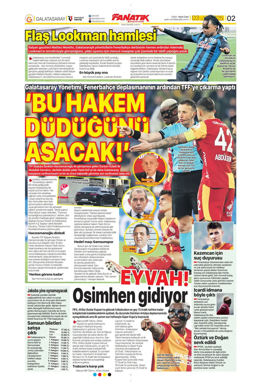 "Kalite farkı 5 dakika" (3 Aralık 2025 spor manşetleri) 1 "Kalite farkı 5 dakika" (3 Aralık 2025 spor manşetleri) 1