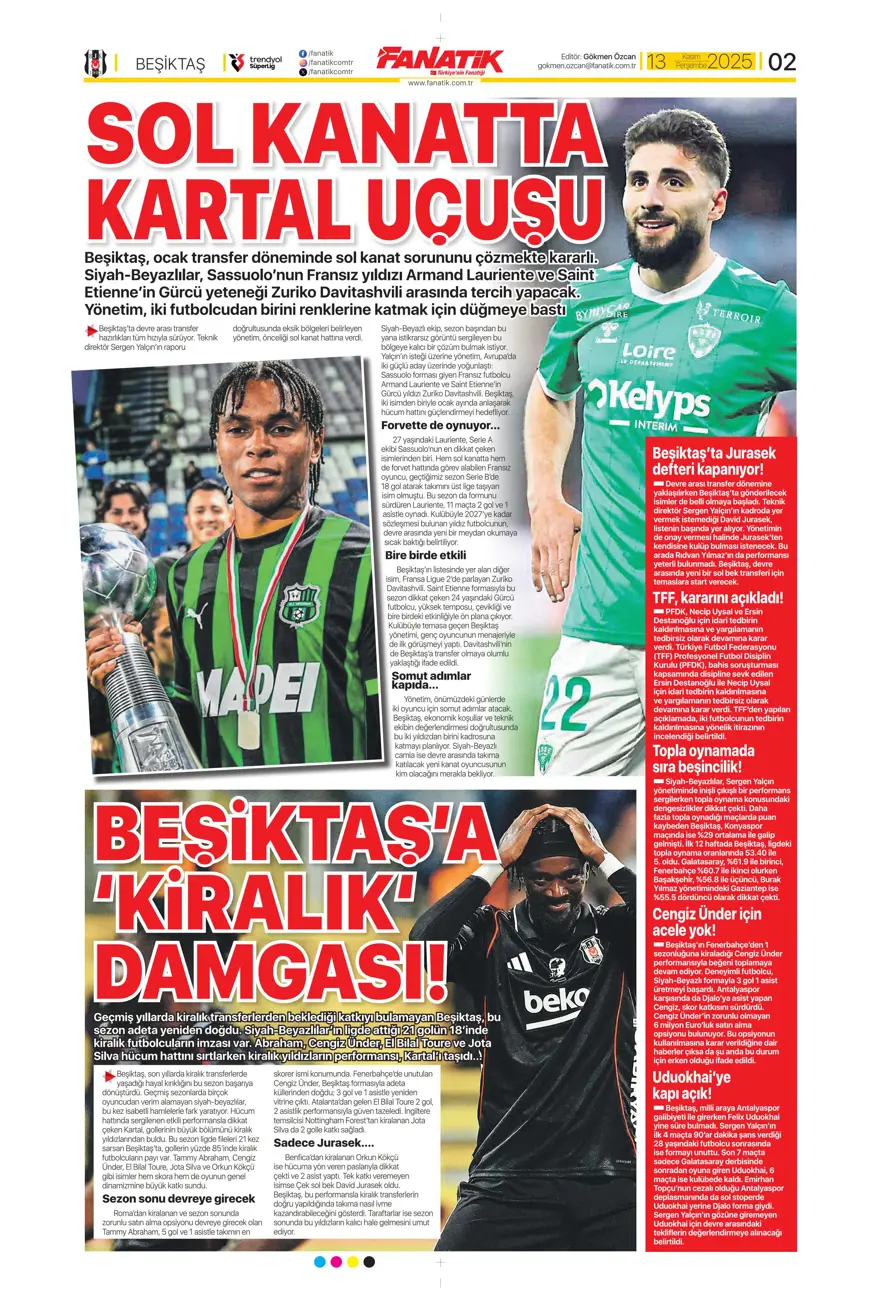 "Lewandowski bombası" (13 Kasım 2025 spor manşetleri) 23