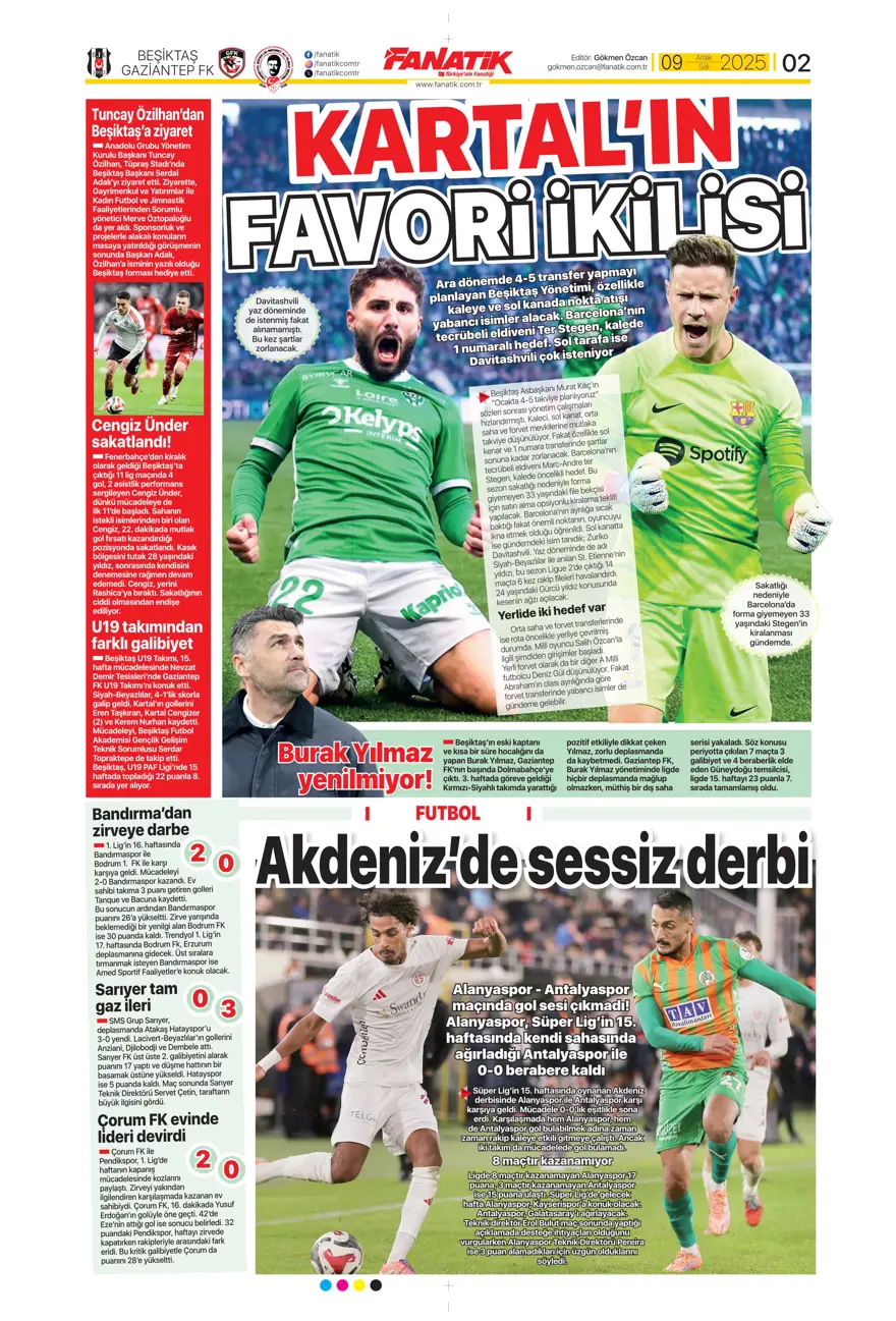 "Tedesco'nun başını rotasyon yaktı" (9 Aralık 2025 spor manşetleri) 4