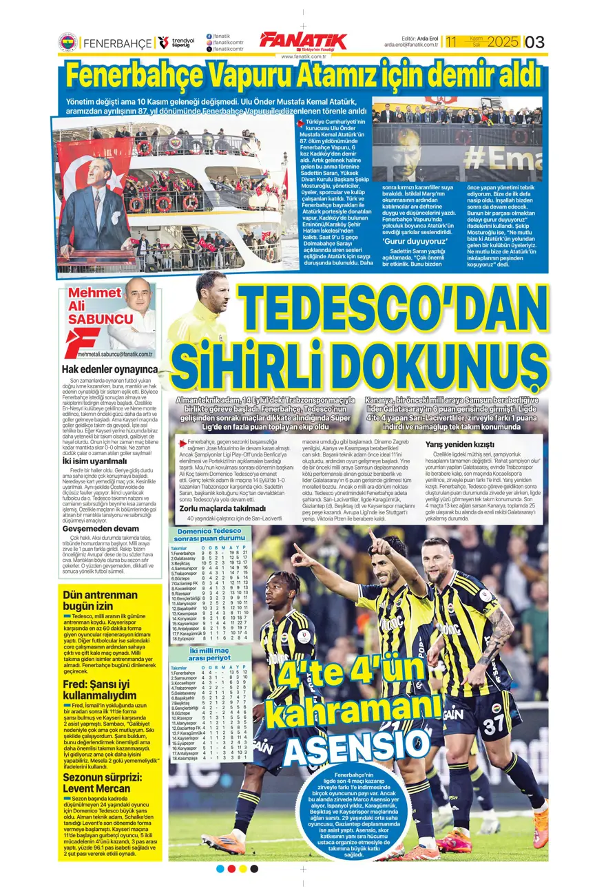 "Osimhen'e niyet, Singo'ya kısmet" (11 Kasım 2025 spor manşetleri) 18