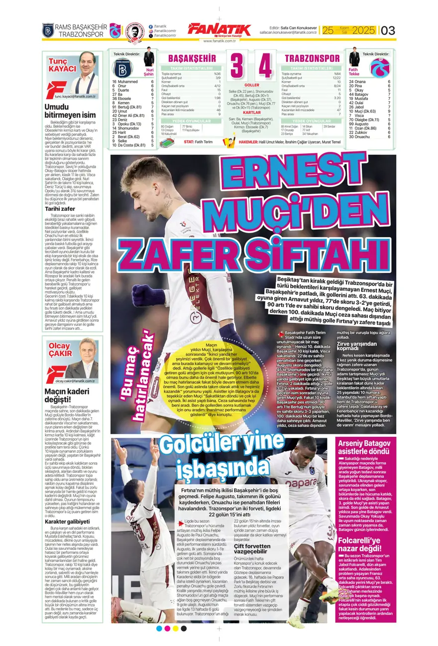 "Aslan'ın yeni avı Union SG" (25 Kasım 2025 spor manşetleri) 33