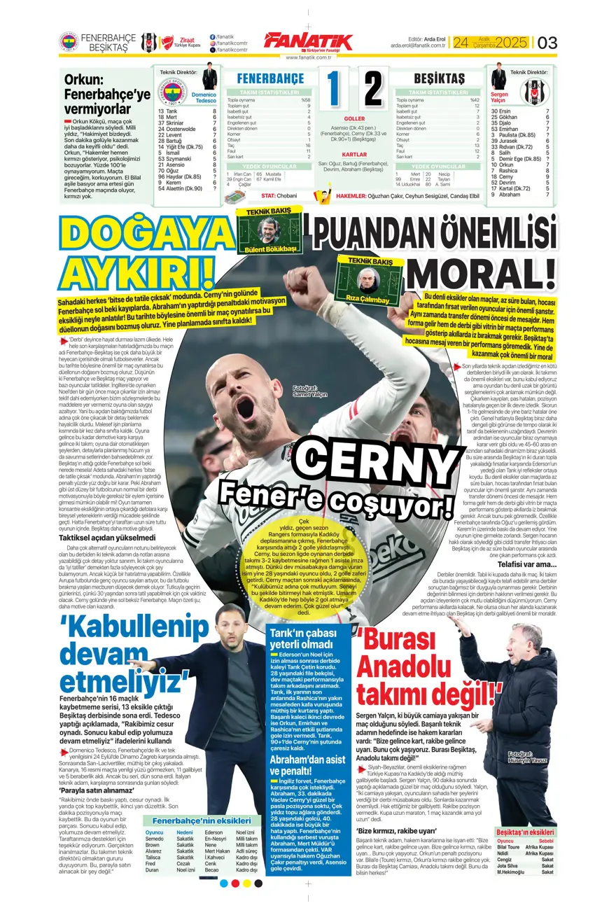 "Kadıköy'de Cerny pençesi" (24 Aralık spor manşetleri) 5 "Kadıköy'de Cerny pençesi" (24 Aralık spor manşetleri) 5