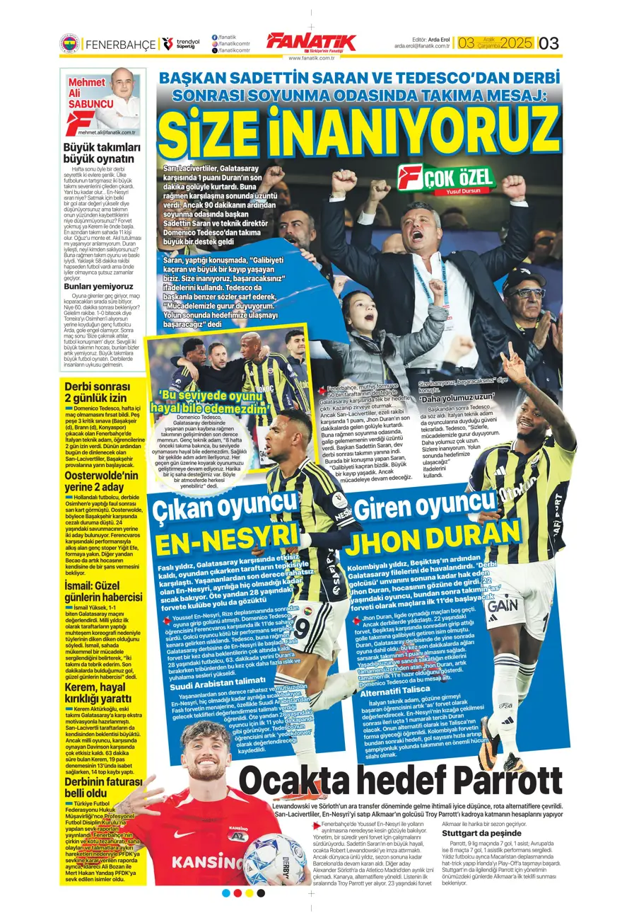 "Kalite farkı 5 dakika" (3 Aralık 2025 spor manşetleri) 2 "Kalite farkı 5 dakika" (3 Aralık 2025 spor manşetleri) 2