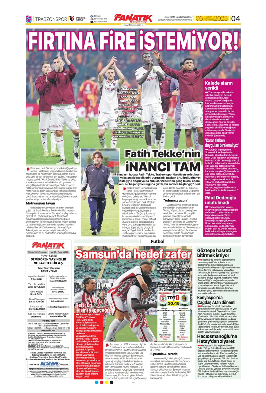 "Devler Ligi'nin Aslan'ı" (6 Kasım 2025 spor manşetleri) 23