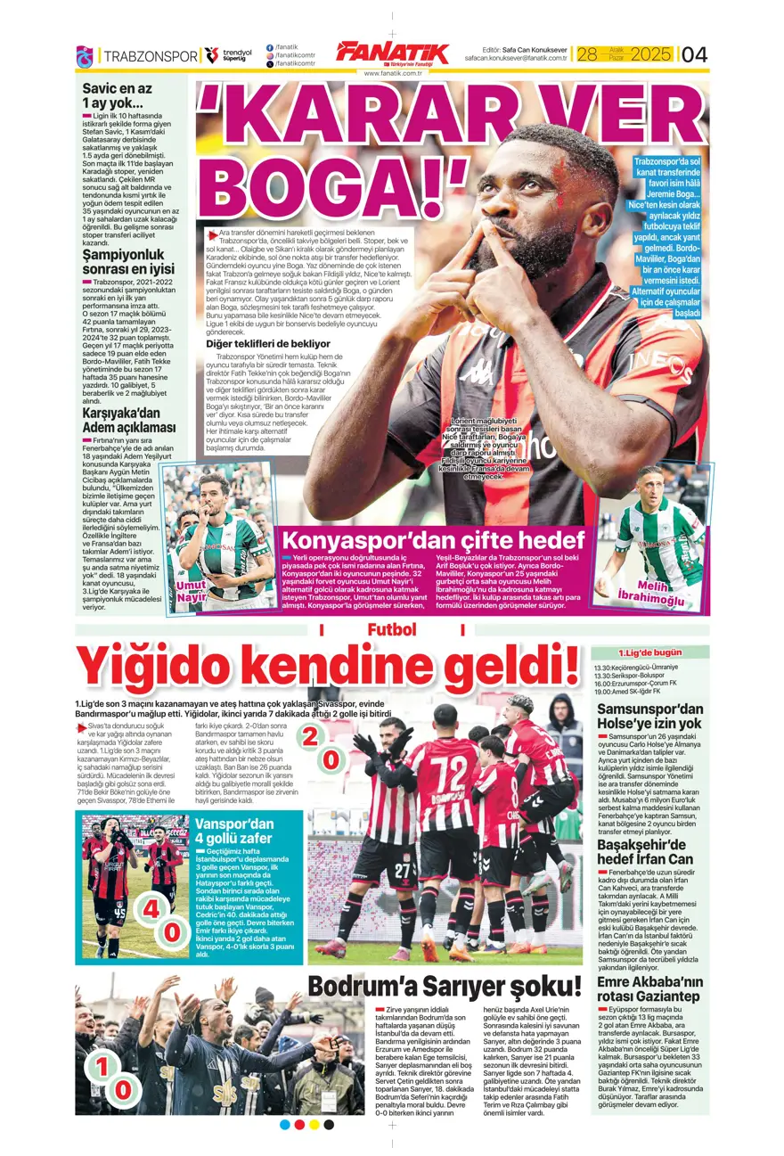 "Nkunku derbisi" (28 Aralık 2025 spor manşetleri) 18