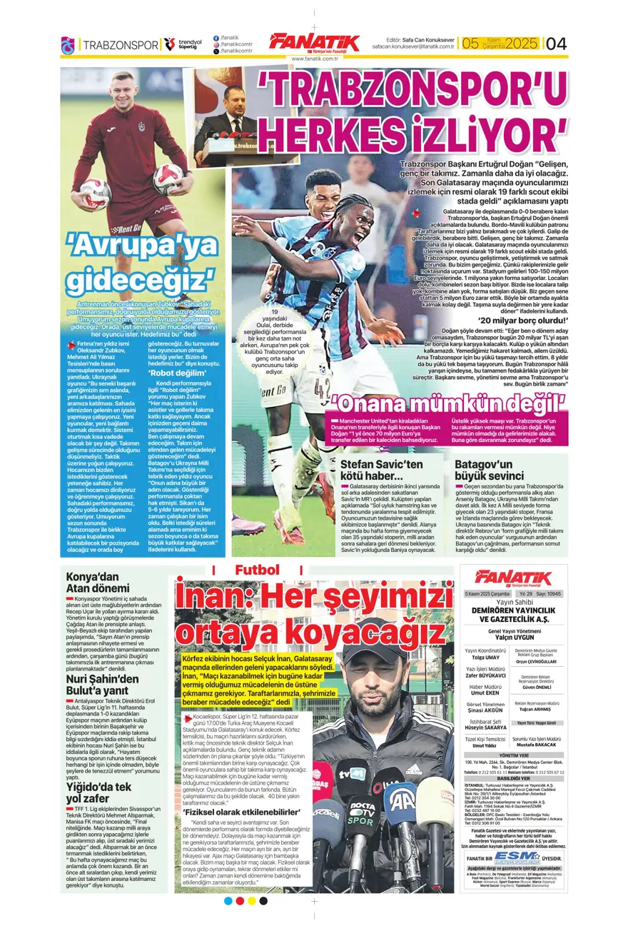 "Devler Ligi'nde Aslan gecesi" (5 Kasım 2025 spor manşetleri) 1 "Devler Ligi'nde Aslan gecesi" (5 Kasım 2025 spor manşetleri) 1
