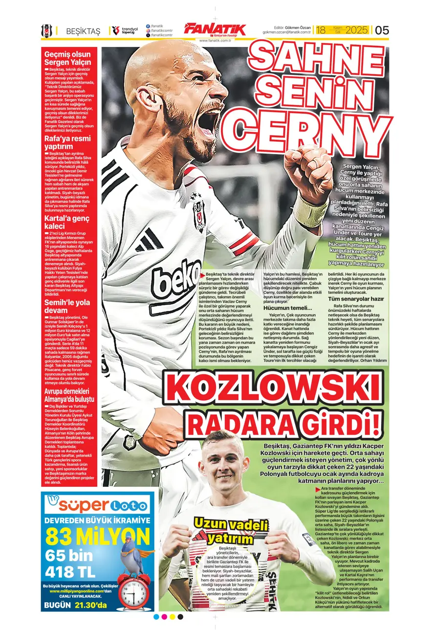 "Fenerbahçe'de Ocak operasyonu" (18 Kasım 2025 spor manşetleri) 5