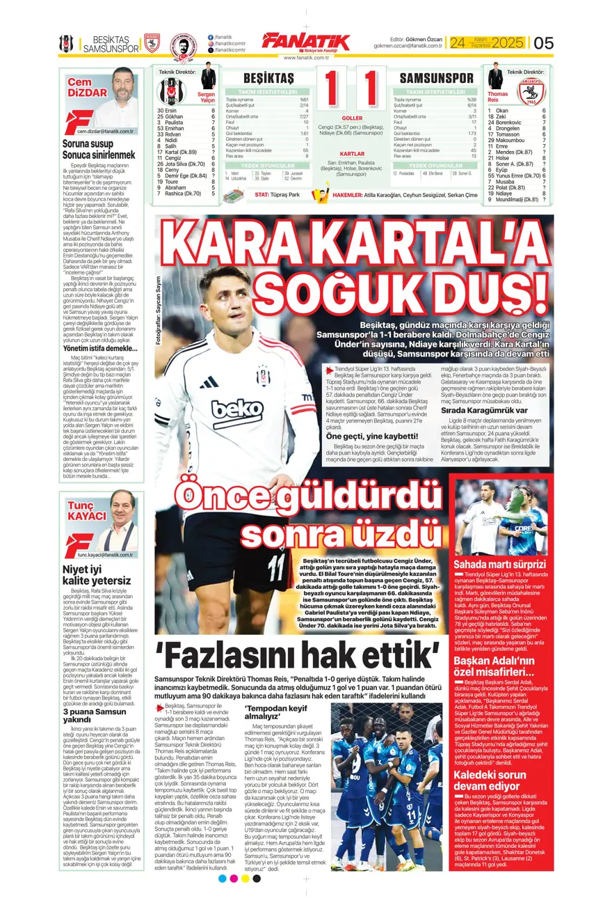 "5'inci viteste derbiye" (24 Kasım 2025 spor manşetleri) 22