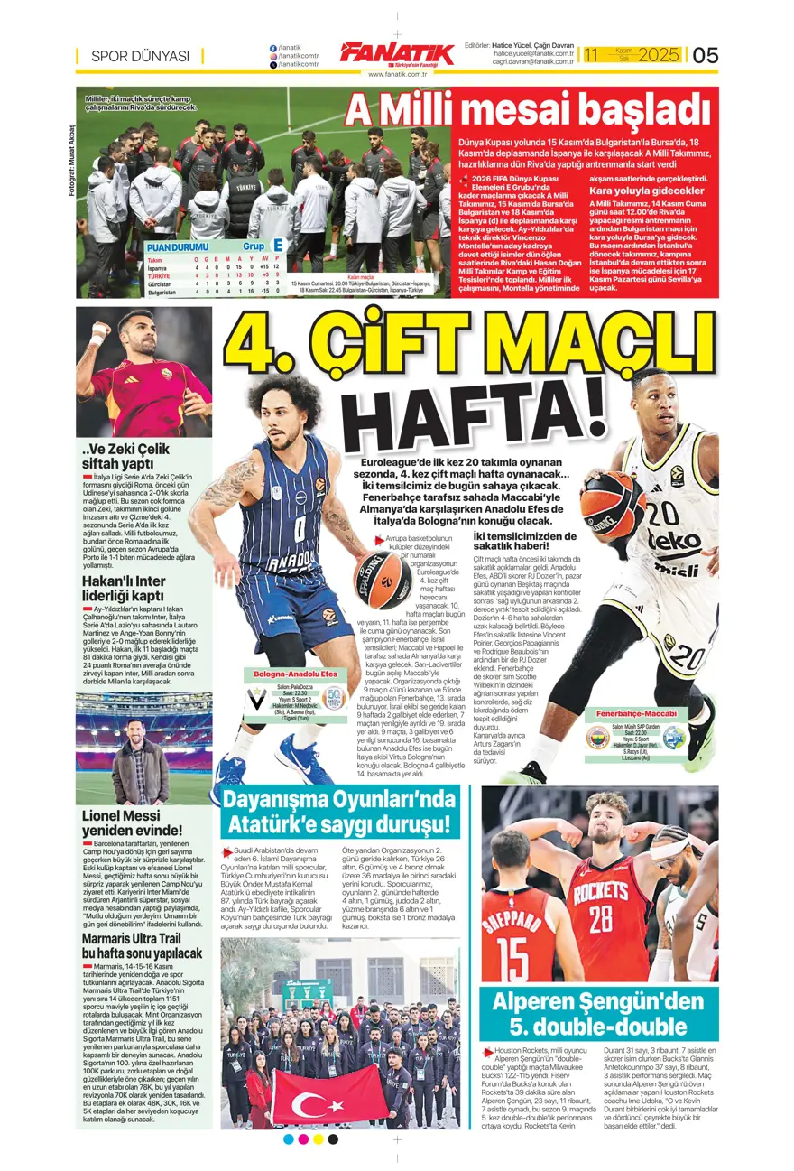 "Osimhen'e niyet, Singo'ya kısmet" (11 Kasım 2025 spor manşetleri) 31