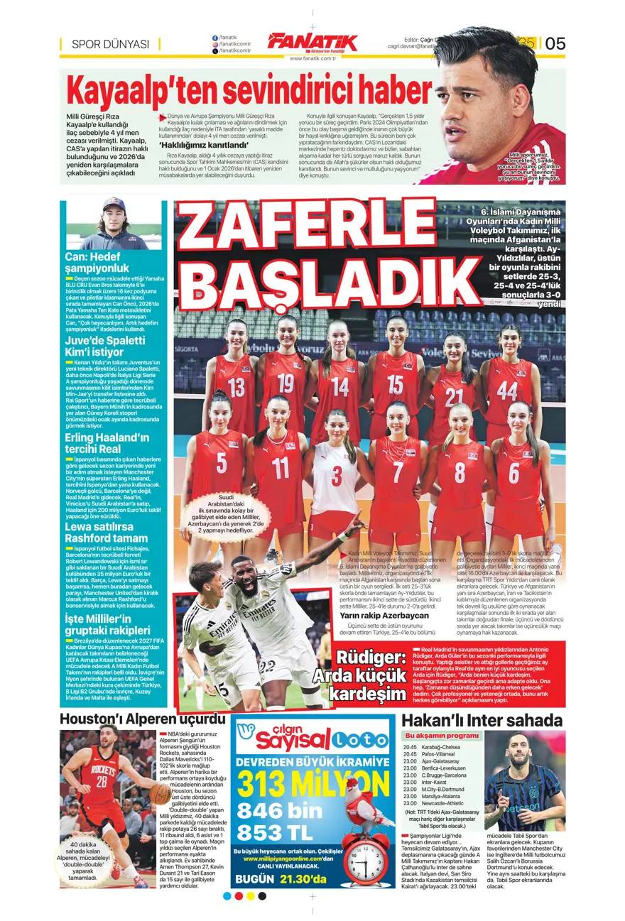 "Devler Ligi'nde Aslan gecesi" (5 Kasım 2025 spor manşetleri) 4 "Devler Ligi'nde Aslan gecesi" (5 Kasım 2025 spor manşetleri) 4