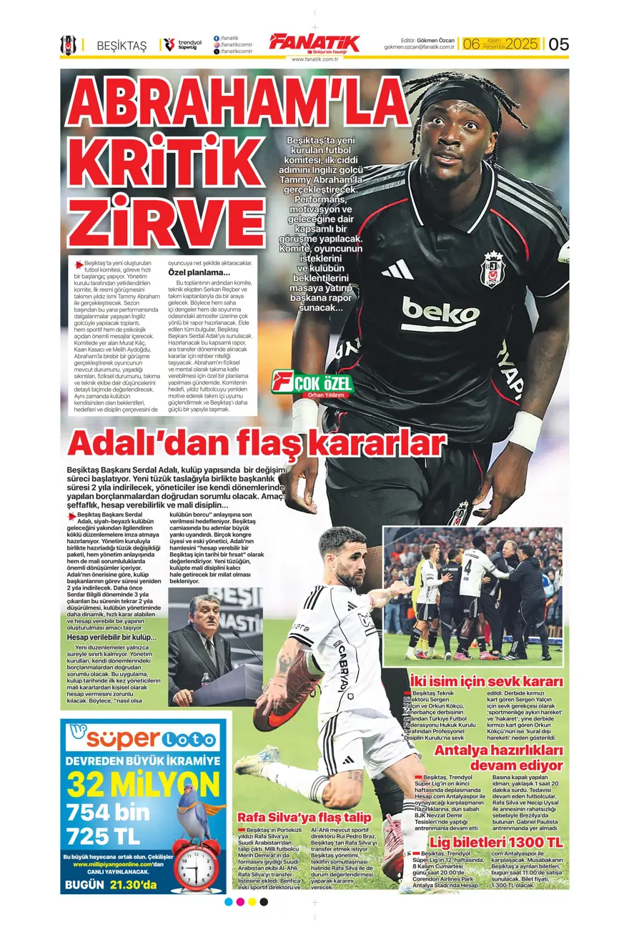 "Devler Ligi'nin Aslan'ı" (6 Kasım 2025 spor manşetleri) 26