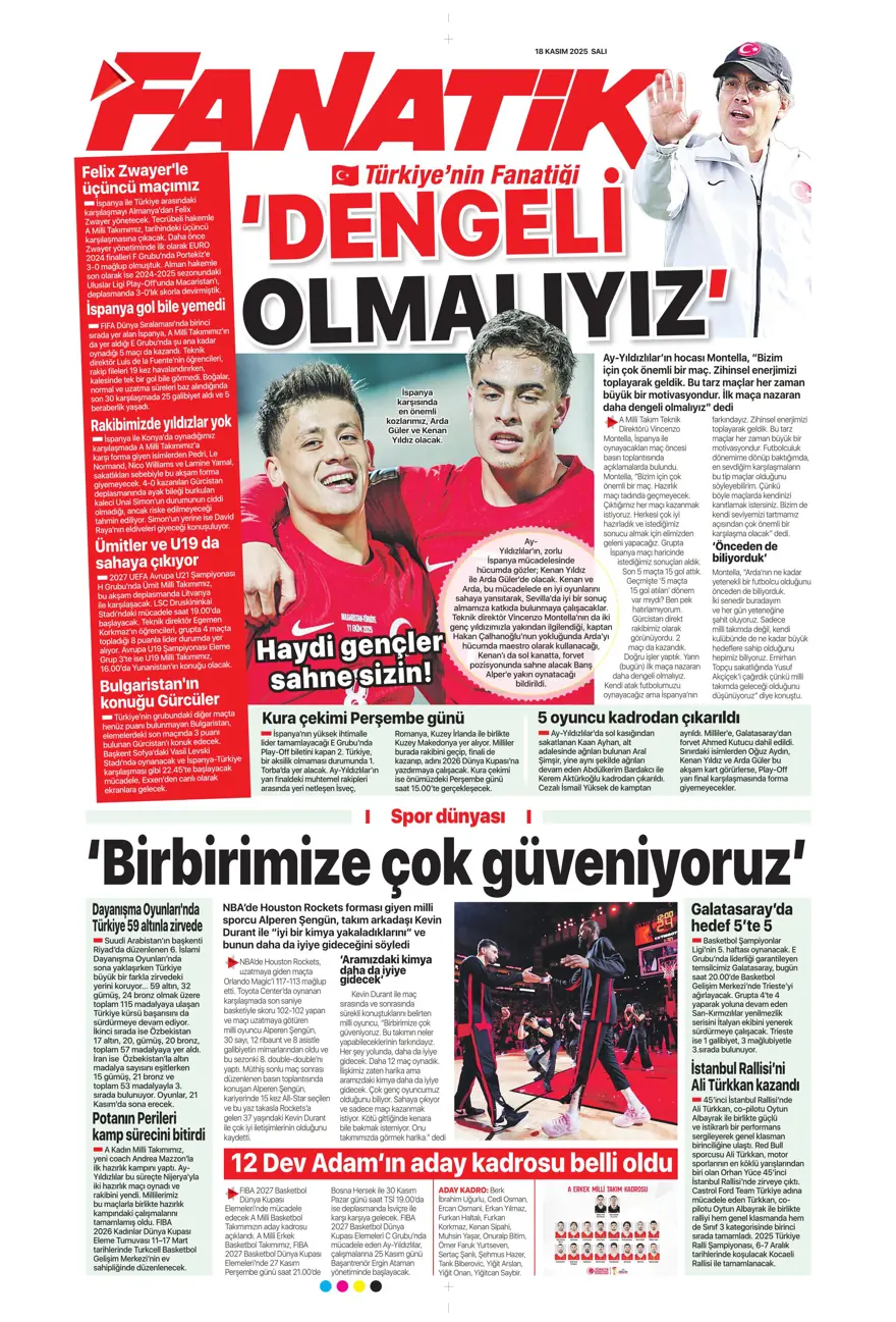 "Fenerbahçe'de Ocak operasyonu" (18 Kasım 2025 spor manşetleri) 3