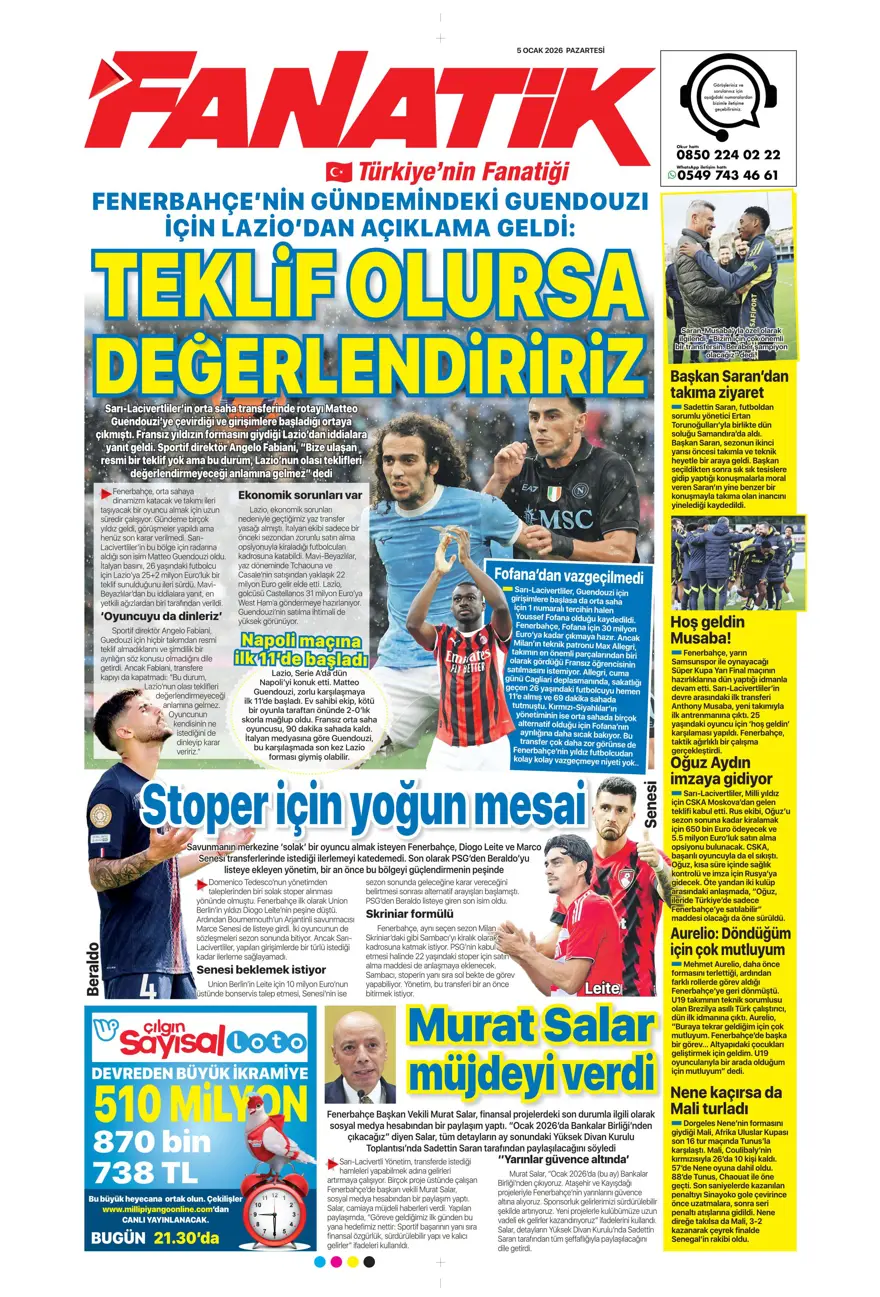 Futbola 'Süper' dönüş (5 Ocak 2026 spor manşetleri) 17