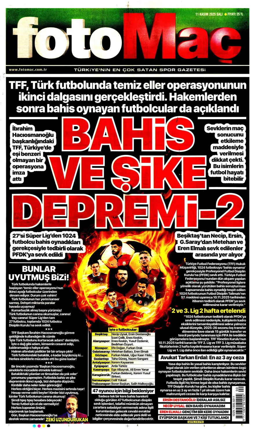 "Osimhen'e niyet, Singo'ya kısmet" (11 Kasım 2025 spor manşetleri) 33