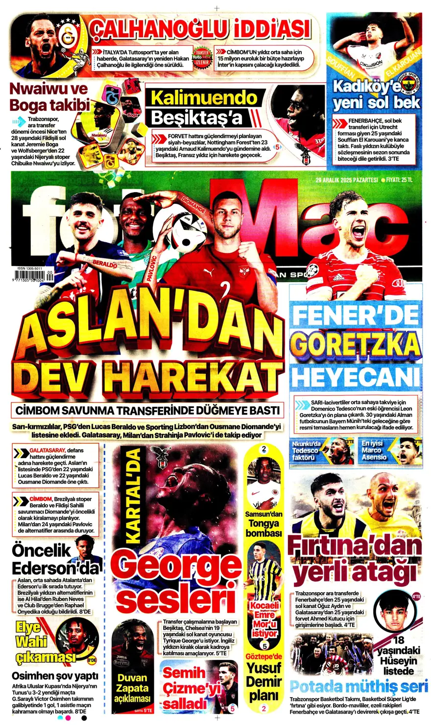 "Messi'yi solladı" (29Aralık 2025 spor manşetleri)
 1