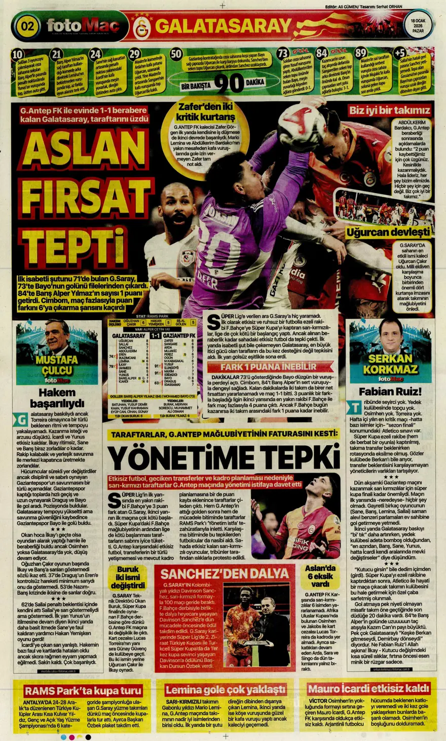 "Yetiş Osimhen" (18 Ocak 2026 spor manşetleri) 10