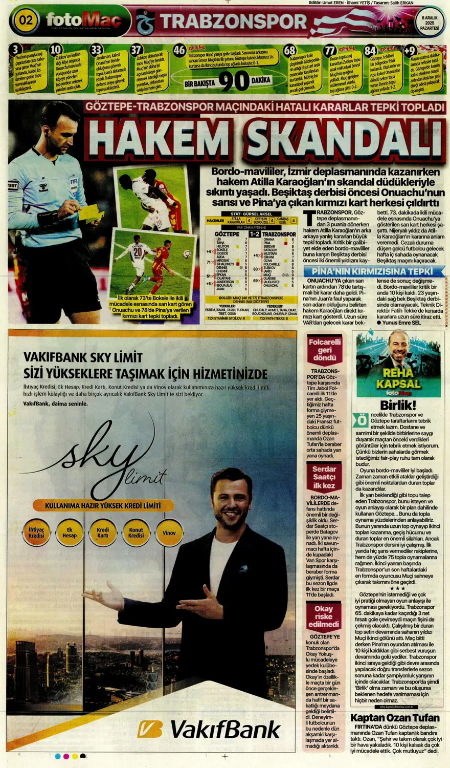 "Doludizgin fırtına" (8 Aralık 2025 spor manşetleri) 20