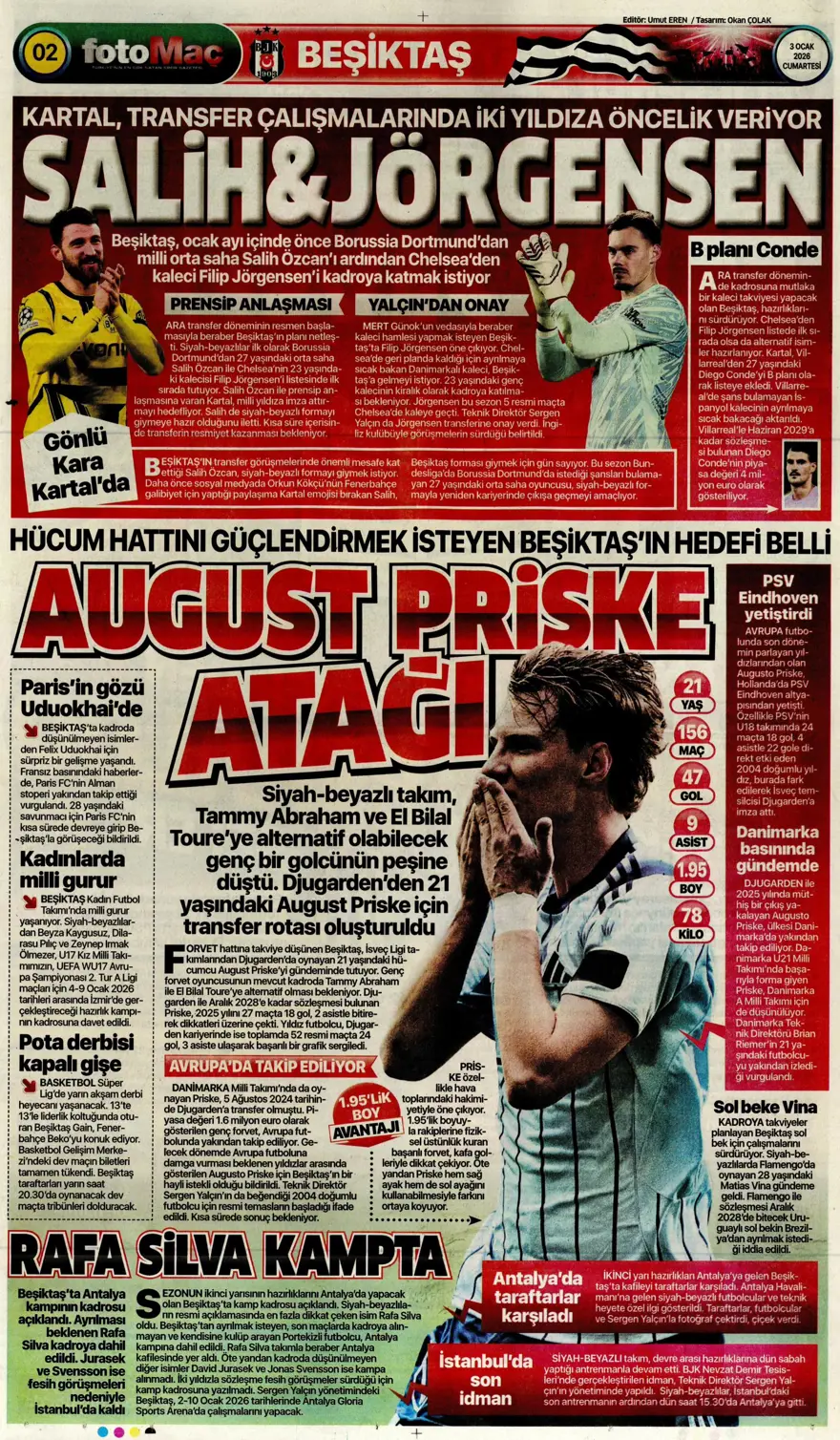 "Aslan'dan Salah teklifi" (3 Ocak 2026 spor manşetleri) 13