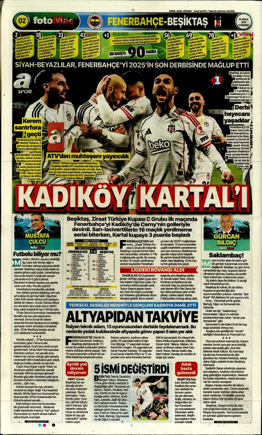 "Kadıköy'de Cerny pençesi" (24 Aralık spor manşetleri) 8 "Kadıköy'de Cerny pençesi" (24 Aralık spor manşetleri) 8