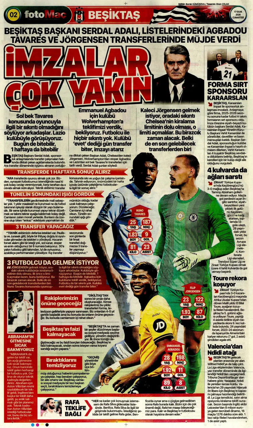 "Akıl oyunları" (17 Ocak 2026 spor manşetleri) 10
