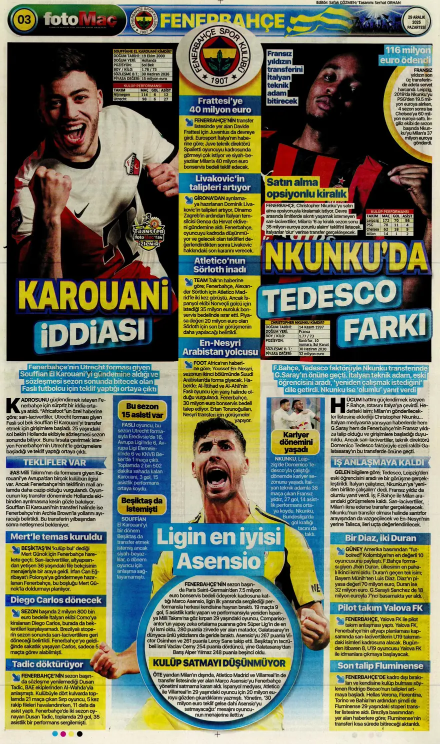 "Messi'yi solladı" (29Aralık 2025 spor manşetleri)
 9