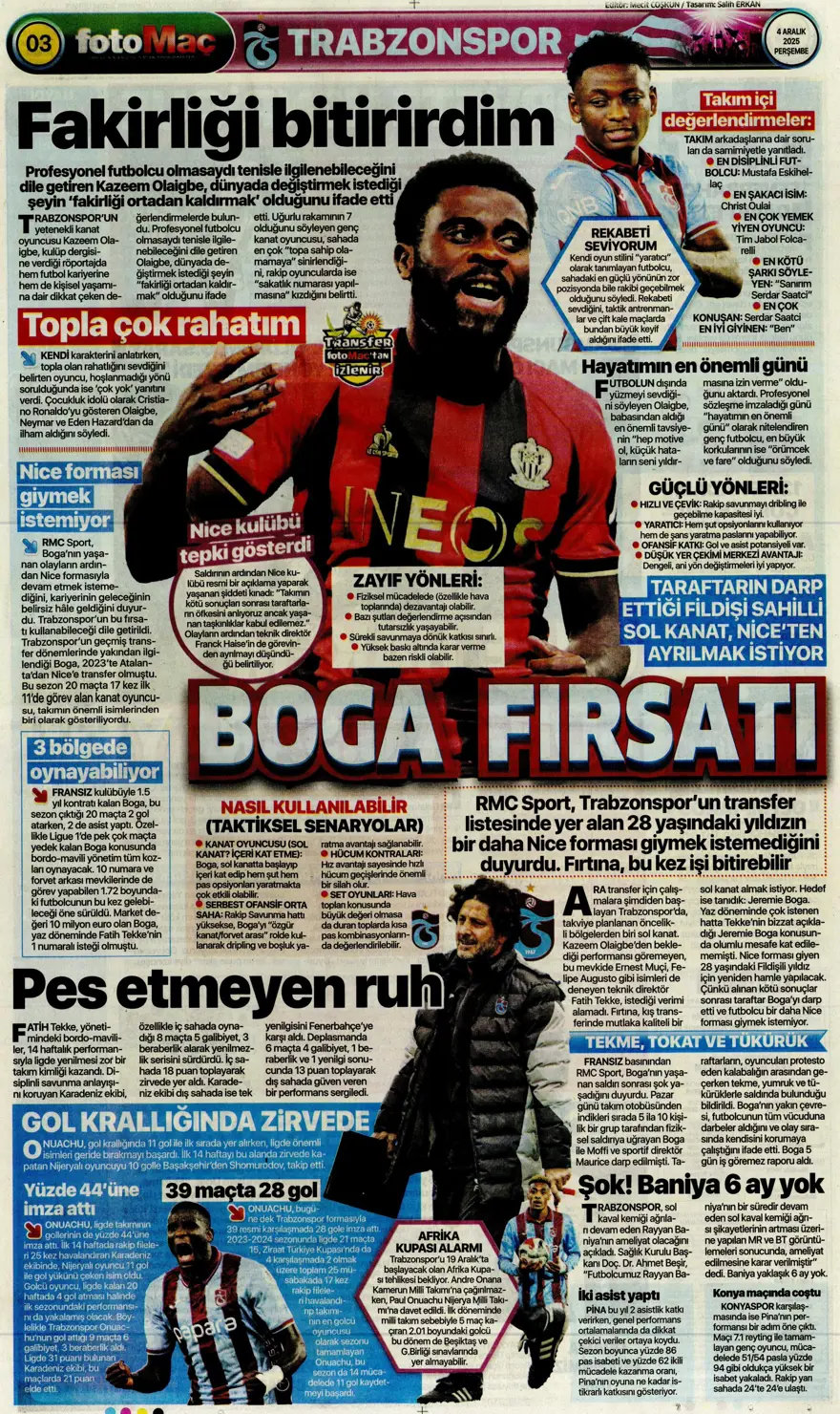 "Kupada da fırtına gibi" (4 Aralık 2025 spor manşetleri) 8