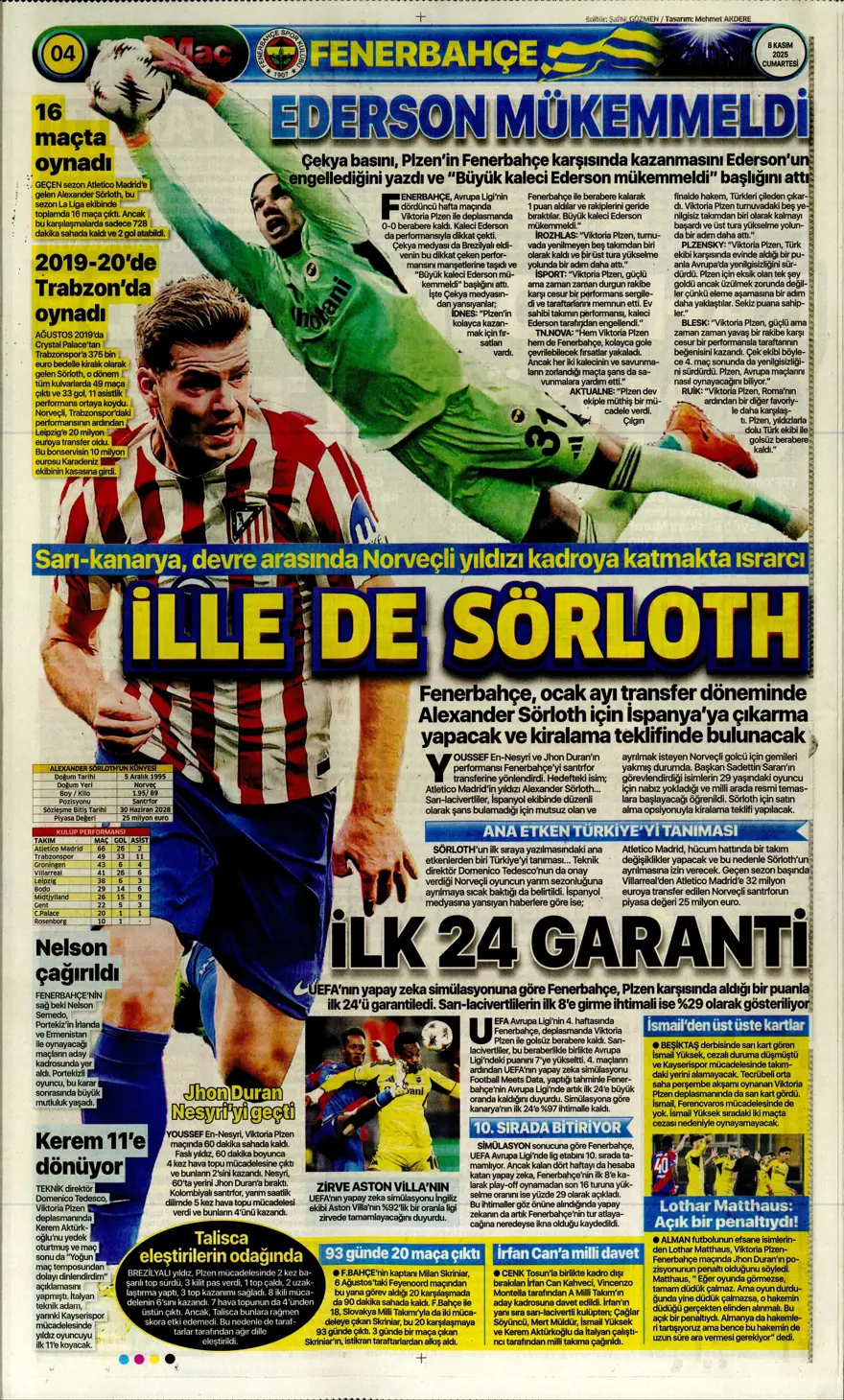 "Bahis ve şike depremi" (8 Kasım 2025 spor manşetleri) 4