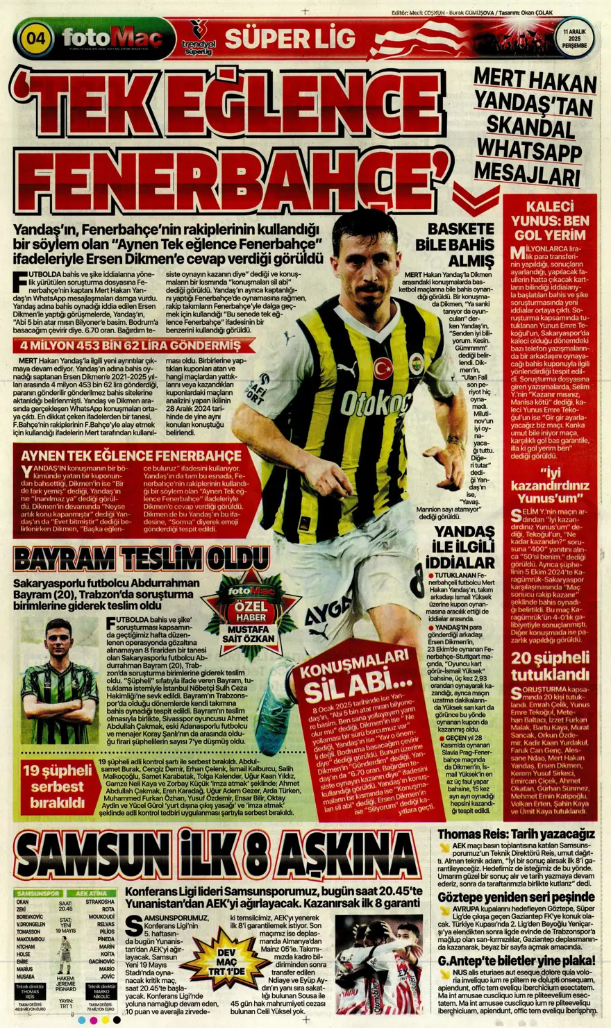 "Zafer yakışır" (11 Aralık 2025 spor manşetleri)
 3