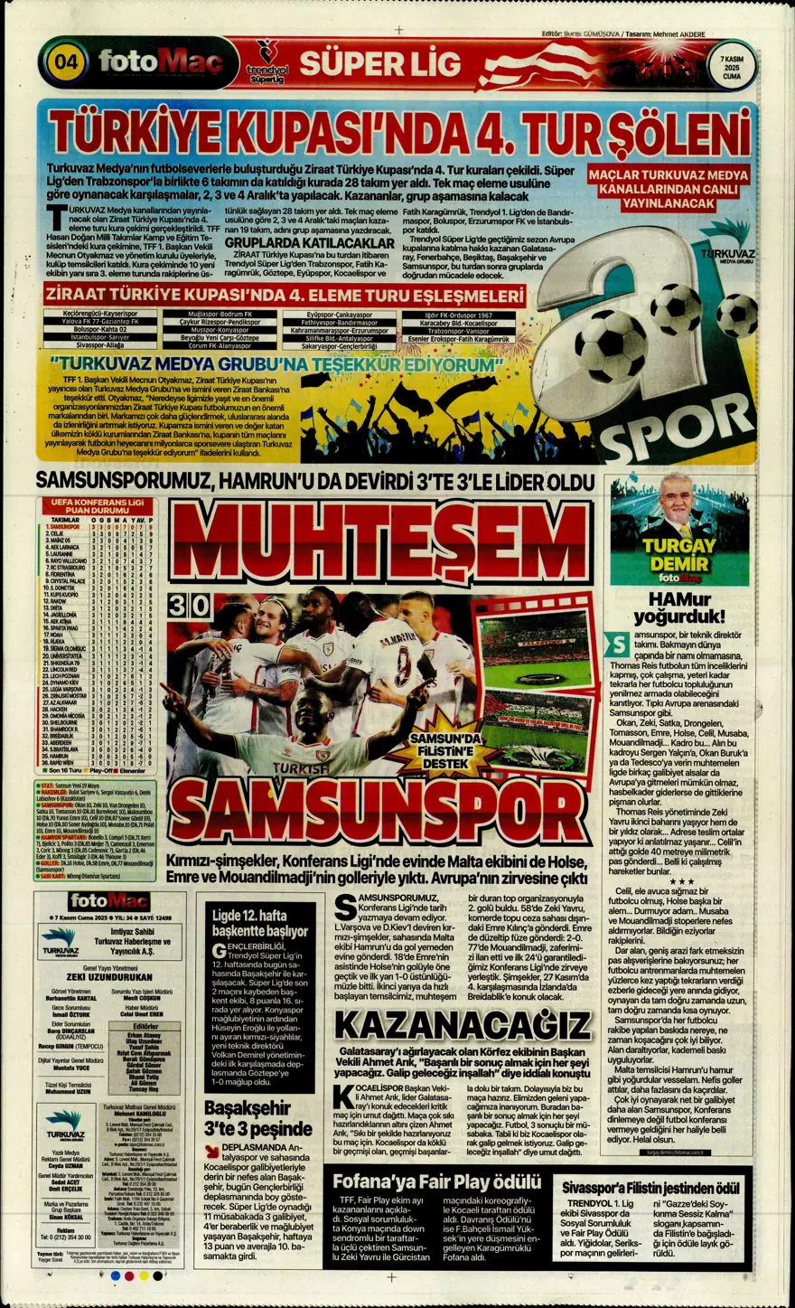 "Hakem 2 puanı çaldı" (7 Kasım 2025 spor manşetleri) 7 "Hakem 2 puanı çaldı" (7 Kasım 2025 spor manşetleri) 7