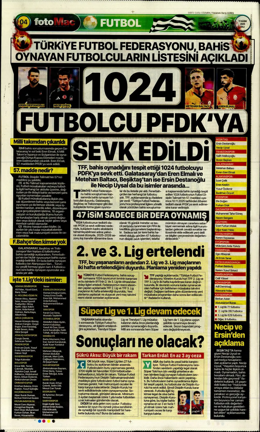 "Osimhen'e niyet, Singo'ya kısmet" (11 Kasım 2025 spor manşetleri) 10