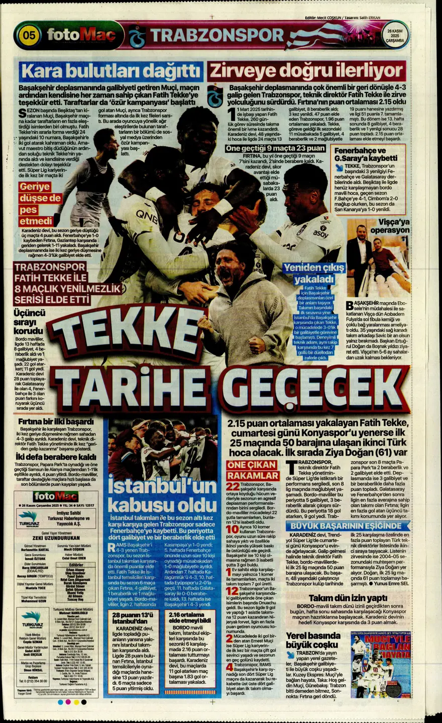 "Aslan fırsat tepti" (26 Kasım 2025 spor manşetleri) 7