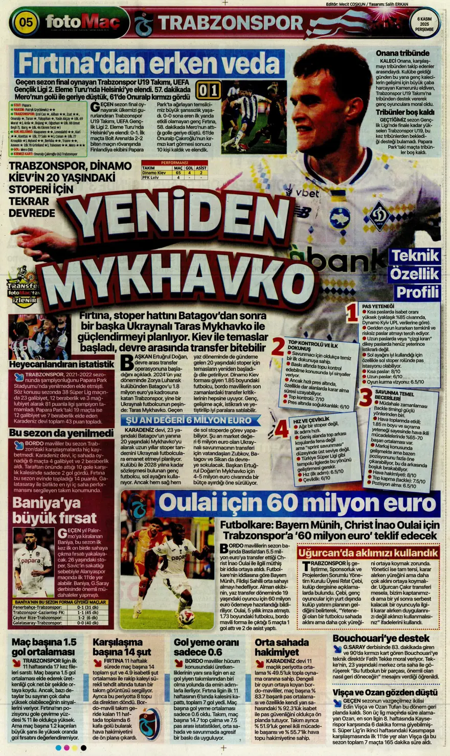 "Devler Ligi'nin Aslan'ı" (6 Kasım 2025 spor manşetleri) 10