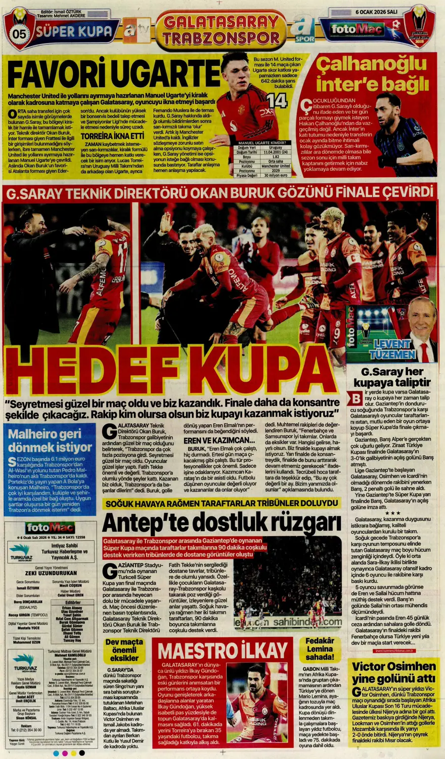 Galatasaray'dan finale pençe (6 Ocak 2026 spor manşetleri) 9