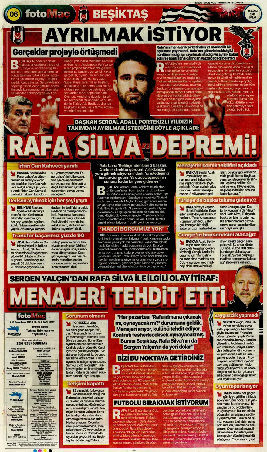 "Bekle bizi Amerika" (16 Kasım 2025 spor manşetleri) 6